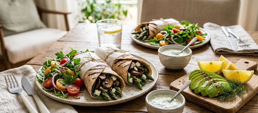 Grilled Mushroom and Asparagus Wrap Recipe (2026) | Healthy, Easy & Flavorful Vegetarian Meal